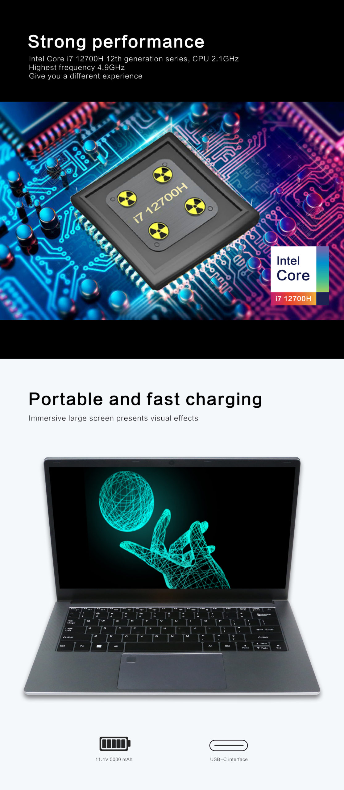 High Speed 14inch Intel Core i7 12th Generation Laptop - Image 5